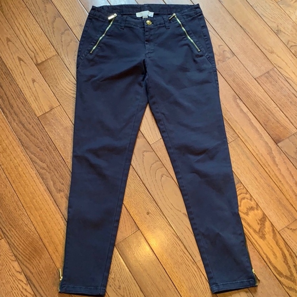 Michael Kors Navy Zip Pants